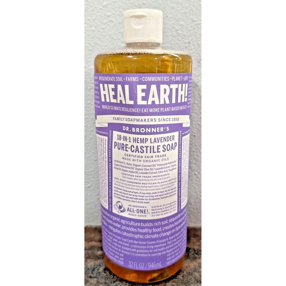 NEW Dr Bronners Lavender Pure Castile Liquid Soap 32 oz 18-in-1 Sealed
